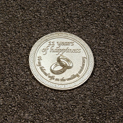Personalized Steel Anniversary Coin for Wife — 11th Wedding Anniversary Gift