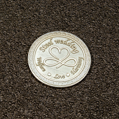 Personalized Steel Wedding Anniversary Coin — 11th Anniversary Steel Gift