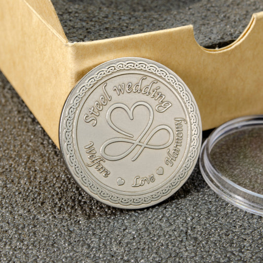 Personalized Steel Wedding Anniversary Coin — 11th Anniversary Steel Gift