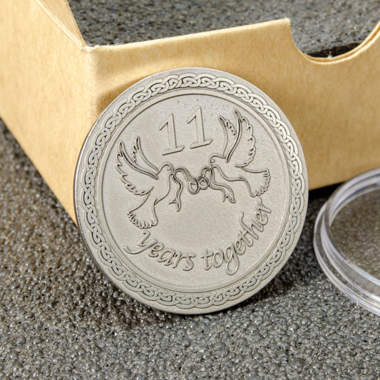 Personalized Steel Coin "11 Years Together" – Wedding Anniversary Gift for 11th Steel Anniversary