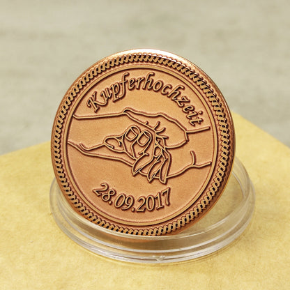 Copper Coin "Kupferhochzeit" — Personalized 7th Wedding Anniversary Gift