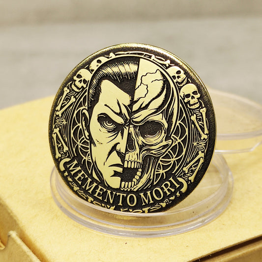 Brass Memento Mori Coin with Deep Engraving – Dual "Life and Death" Design + Personalization