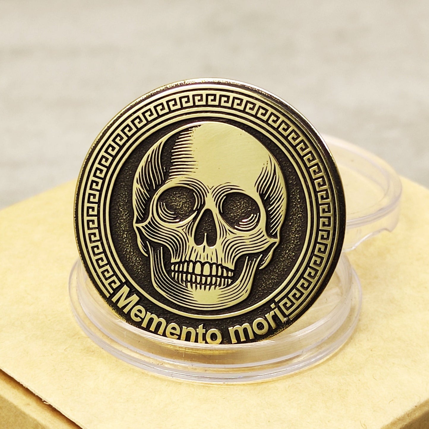 Brass Memento Mori Coin with Engraving and Personalization – Unique Collectible Gift