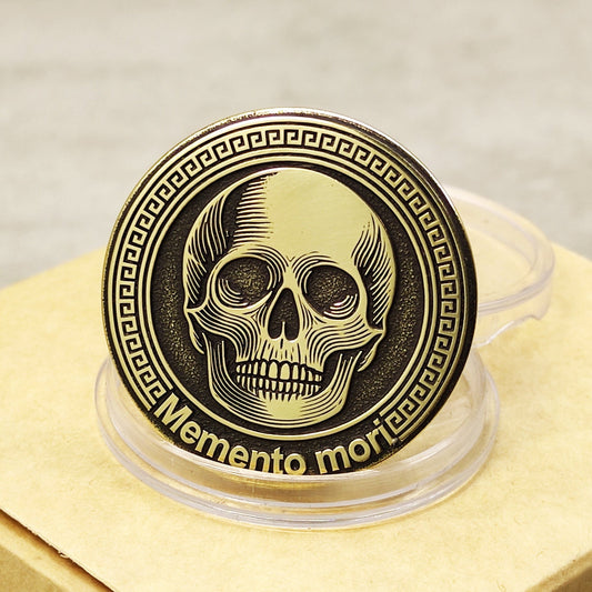 Brass Memento Mori Coin with Engraving and Personalization – Unique Collectible Gift