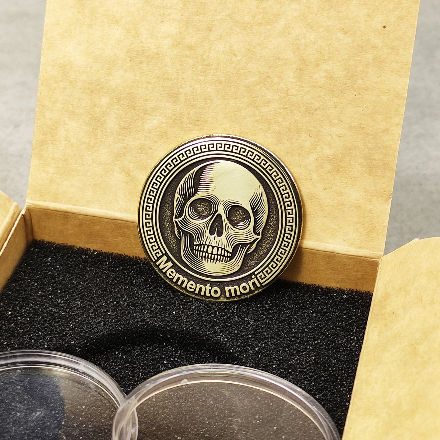 Brass Memento Mori Coin with Engraving and Personalization – Unique Collectible Gift