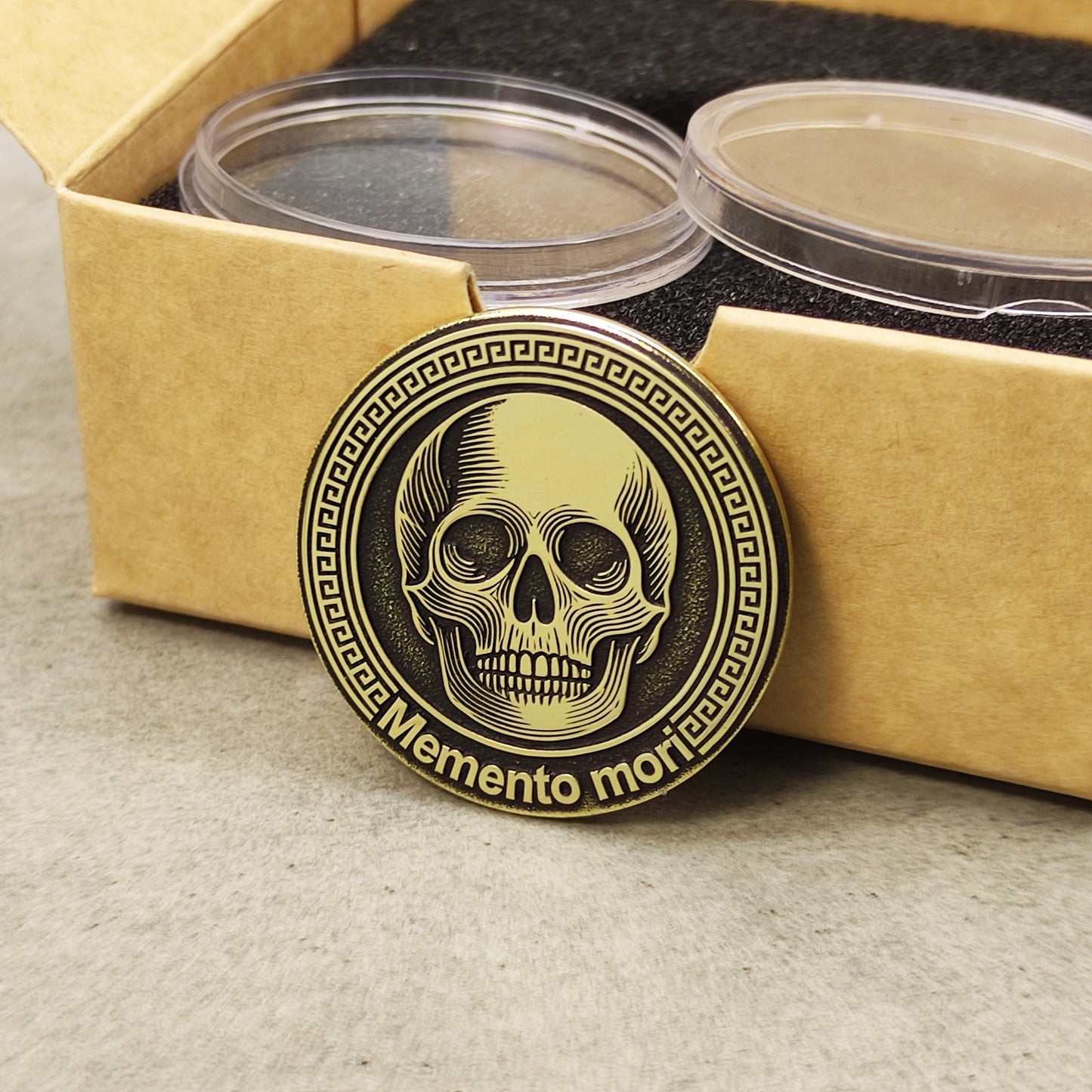 Brass Memento Mori Coin with Engraving and Personalization – Unique Collectible Gift
