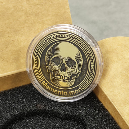 Brass Memento Mori Coin with Engraving and Personalization – Unique Collectible Gift