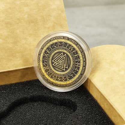 Back view of a brass souvenir coin in an acrylic capsule, smooth surface ready for personalized custom laser engraving.