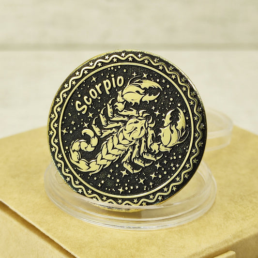 Brass Scorpio Zodiac Coin with Personalization – Premium Astrological Gift