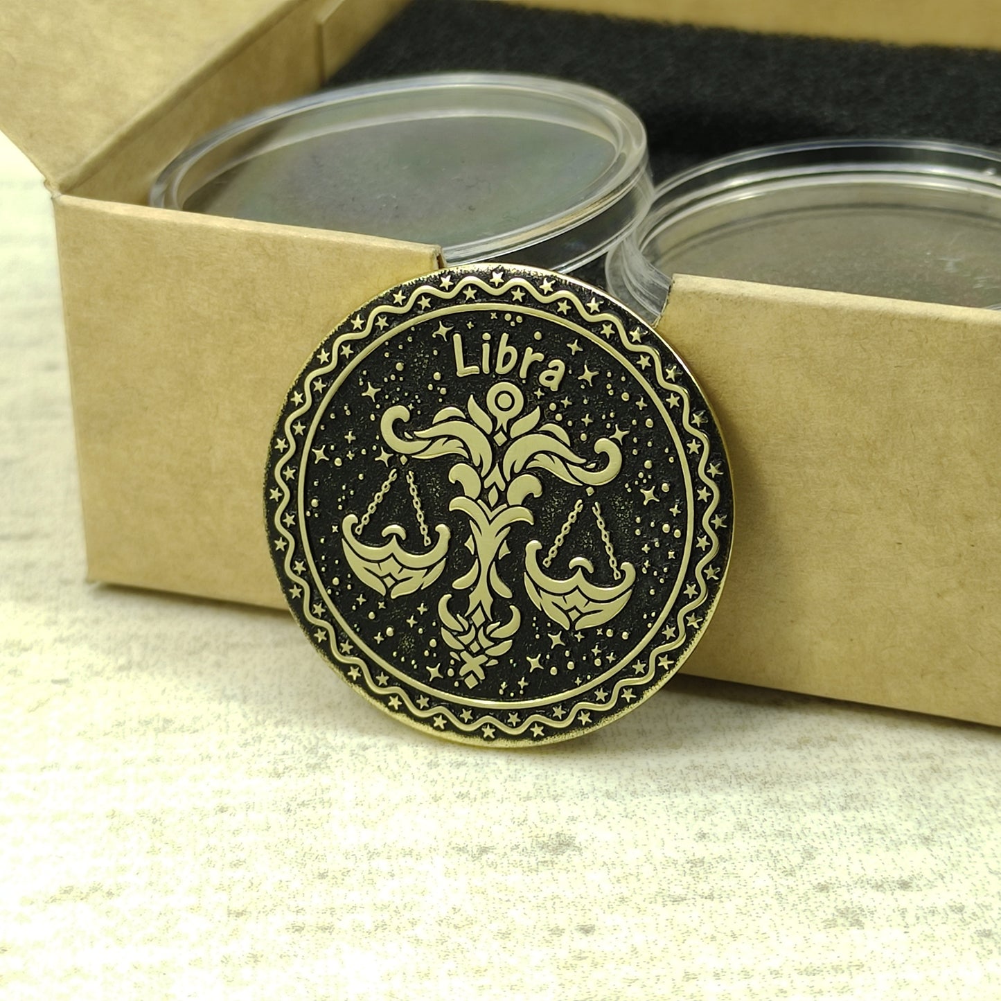 Brass Libra Zodiac Coin with Personalization – Unique Astrological Gift