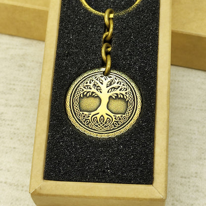 Brass Coin Keychain "Tree of Life" – Symbolic Gift with Engraved Design