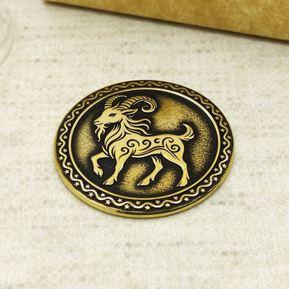 Brass Chinese Zodiac Coin – Year of the Goat Gift Coin with Custom Engraving and Personalization