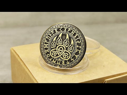 Brass Coin "Bear Paw" — Scandinavian Amulet of Strength, Courage, and Protection