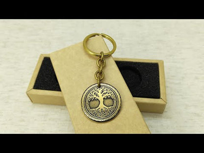 Brass Coin Keychain "Tree of Life" – Symbolic Gift with Engraved Design